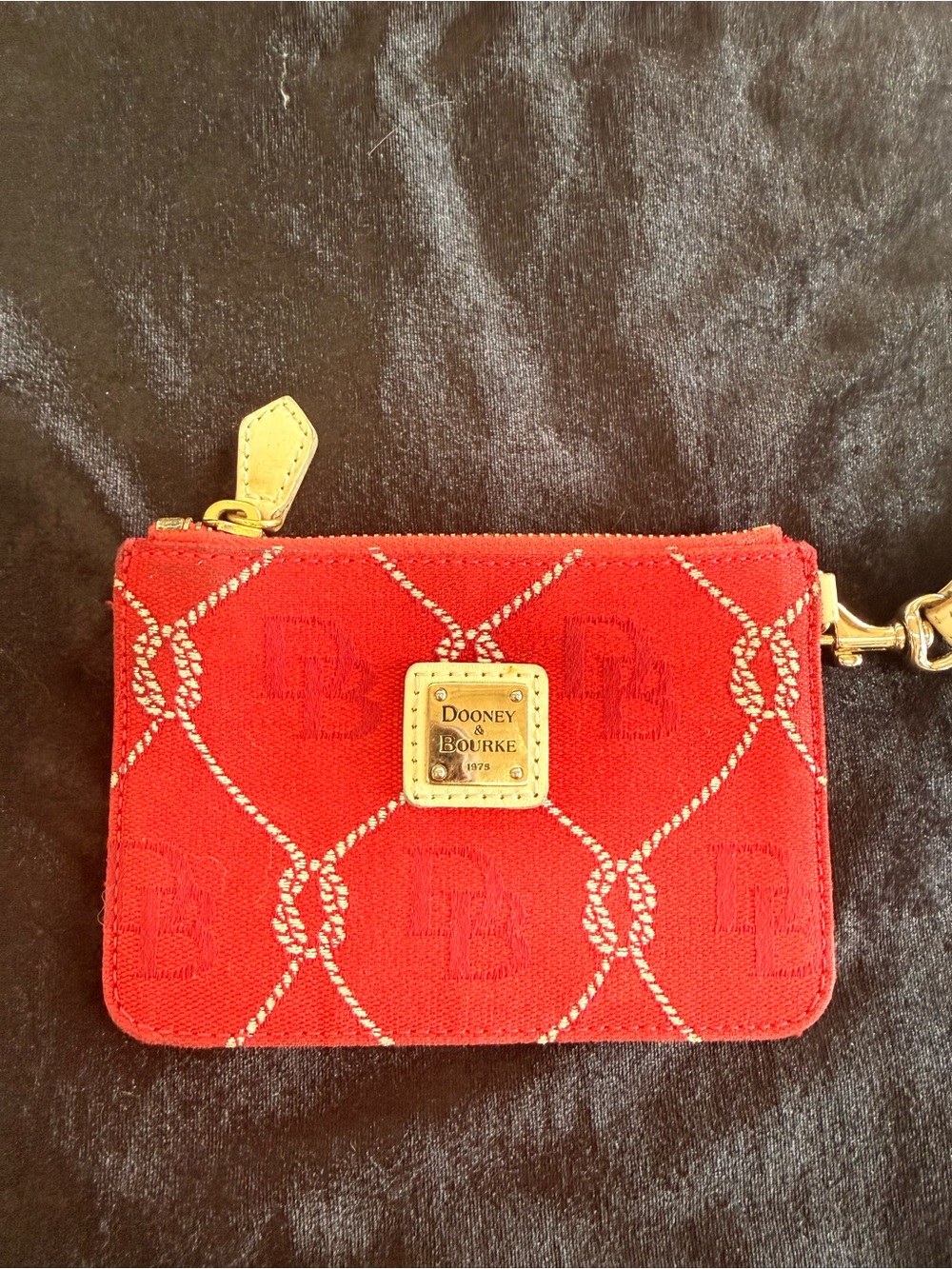 Dooney & Bourke Red Signature Quilted Wristlet with Gold Plaque